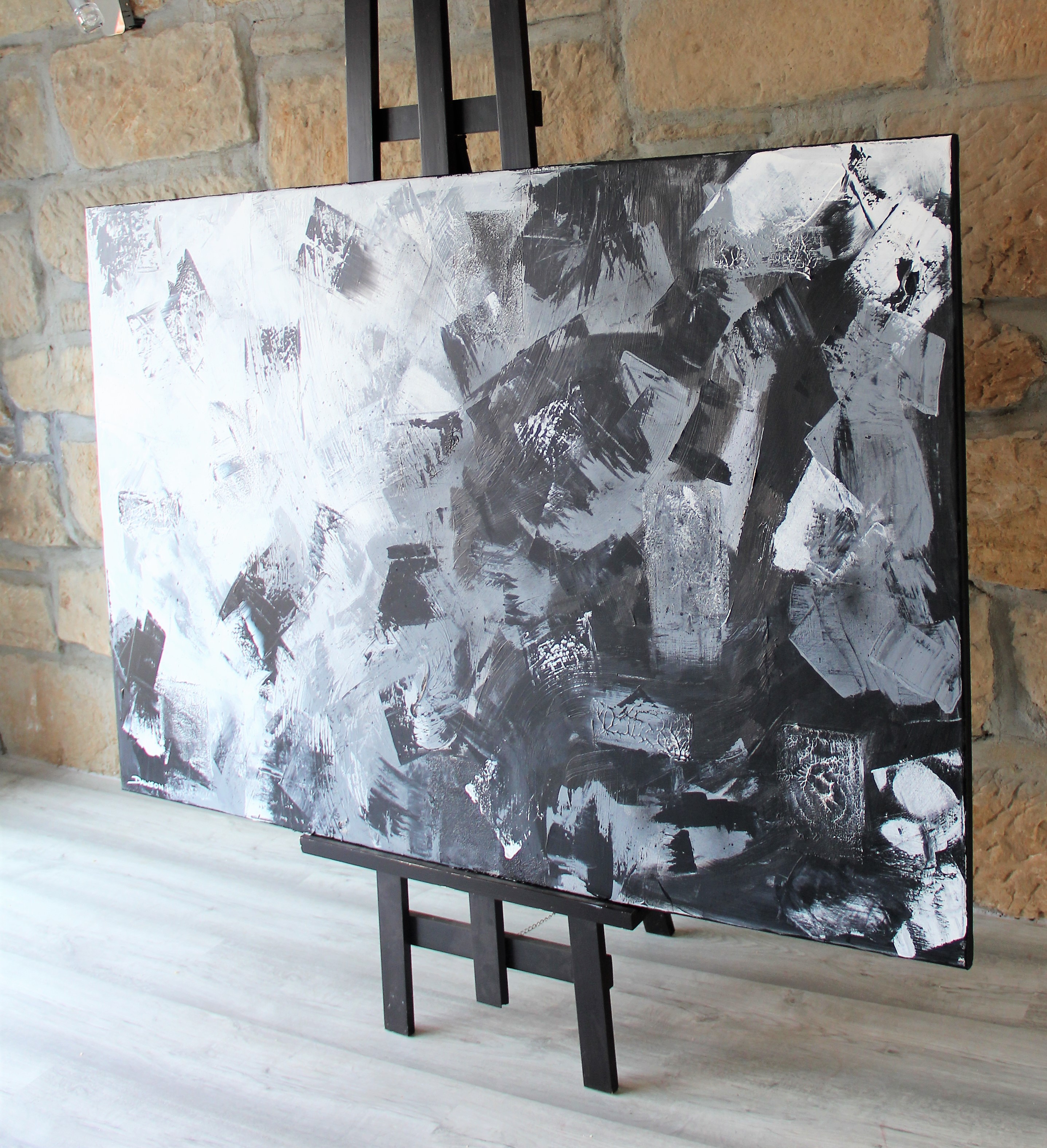 black and white / Acrylmalerei abstrakt schwarz weiß XXL - Jane Dawson